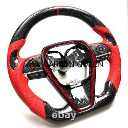 QS' REAL CARBON FIBER STEERING WHEEL FOR TOYOTA CAMRY 2018-2025 YEARS With RED