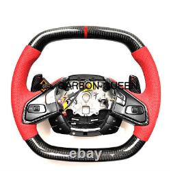 QS' REAL CARBON FIBER Steering Wheel FOR Chevrolet Corvette C8 RED WithHEATED