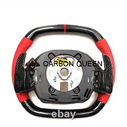 QS' REAL CARBON FIBER Steering Wheel FOR Chevrolet Corvette C8 RED WithHEATED