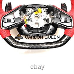 QS' REAL CARBON FIBER Steering Wheel FOR Chevrolet Corvette C8 RED WithHEATED