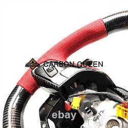 QS' REAL CARBON FIBER Steering Wheel FOR Chevrolet Corvette C8 RED WithHEATED