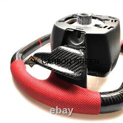 QS' REAL CARBON FIBER Steering Wheel FOR Chevrolet Corvette C8 RED WithHEATED