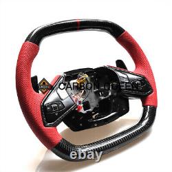 QS' REAL CARBON FIBER Steering Wheel FOR Chevrolet Corvette C8 RED WithHEATED