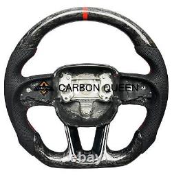 QS' REAL FORGED CARBON FIBER Steering Wheel FOR Dodge/ SRT WithRED RING