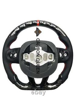 QS' REAL FORGED CARBON FIBER Steering Wheel FOR Dodge/ SRT WithRED RING