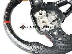 QS' REAL FORGED CARBON FIBER Steering Wheel FOR Dodge/ SRT WithRED RING