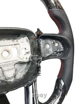 QS' REAL FORGED CARBON FIBER Steering Wheel FOR Dodge/ SRT WithRED RING