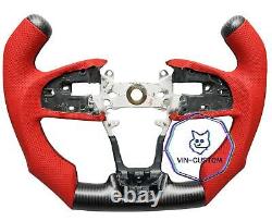 REAL CARBON FIBER STEERING WHEEL FOR HONDA CIVIC RED LEATHER 10 GEN WithF1 STYLE
