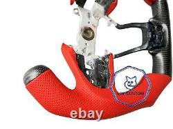 REAL CARBON FIBER STEERING WHEEL FOR HONDA CIVIC RED LEATHER 10 GEN WithF1 STYLE