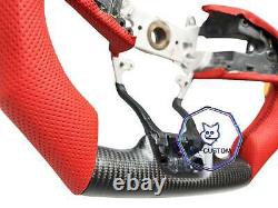 REAL CARBON FIBER STEERING WHEEL FOR HONDA CIVIC RED LEATHER 10 GEN WithF1 STYLE