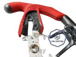 REAL CARBON FIBER STEERING WHEEL FOR HONDA CIVIC RED LEATHER 10 GEN WithF1 STYLE