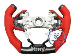 REAL CARBON FIBER STEERING WHEEL FOR HONDA CIVIC RED LEATHER 10 GEN WithF1 STYLE