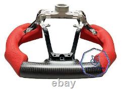 REAL CARBON FIBER STEERING WHEEL FOR HONDA CIVIC RED LEATHER 10 GEN WithF1 STYLE