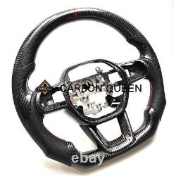 REAL CARBON FIBER STEERING WHEEL FOR HONDA CIVIC WithBIG THUMBGRIPS RED STRIPE