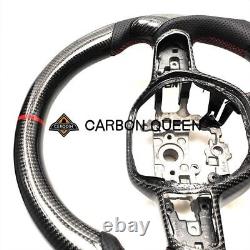 REAL CARBON FIBER STEERING WHEEL FOR HONDA CIVIC WithBIG THUMBGRIPS RED STRIPE
