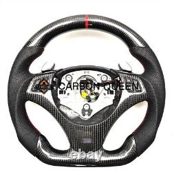 REAL CARBON FIBER Steering Wheel FOR BMW E90E92E82E87 RED STRIPE WithBLACK LEATHER