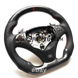 REAL CARBON FIBER Steering Wheel FOR BMW E90E92E82E87 RED STRIPE WithBLACK LEATHER