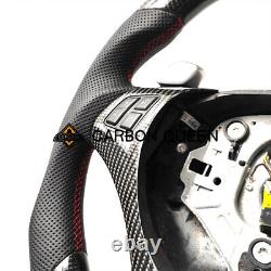 REAL CARBON FIBER Steering Wheel FOR BMW E90E92E82E87 RED STRIPE WithBLACK LEATHER
