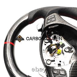 REAL CARBON FIBER Steering Wheel FOR BMW E90E92E82E87 RED STRIPE WithBLACK LEATHER