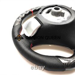 REAL CARBON FIBER Steering Wheel FOR BMW E90E92E82E87 RED STRIPE WithBLACK LEATHER