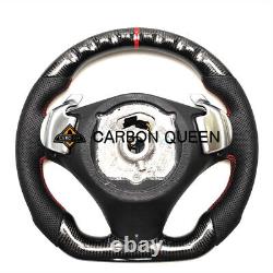 REAL CARBON FIBER Steering Wheel FOR BMW E90E92E82E87 RED STRIPE WithBLACK LEATHER