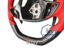 REAL CARBON FIBER Steering Wheel FOR Chevrolet Corvette C7 RED LEATHER WithPADDLES