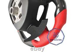 REAL CARBON FIBER Steering Wheel FOR Chevrolet Corvette C7 RED LEATHER WithPADDLES
