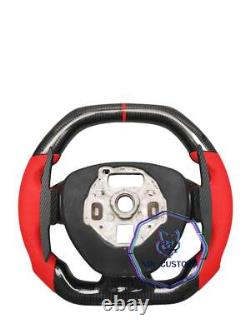 REAL CARBON FIBER Steering Wheel FOR Chevrolet Corvette C7 RED LEATHER WithPADDLES