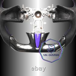 REAL CARBON FIBER Steering Wheel FOR INFINITI q50 PURPLE ACCENT WithSTRIPE