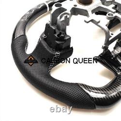 REAL CARBON FIBER Steering Wheel FOR INFINITI q50 WHITE ACCENT With heated