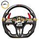 REAL CARBON FIBER Steering Wheel FOR INFINITI q50q60 black leather red accent