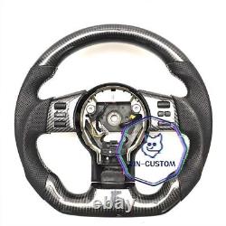 REAL CARBON FIBER Steering Wheel FOR NISSAN 350Z WHITE LINE With BLACK LEATHER