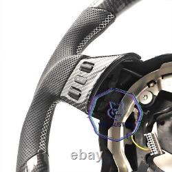 REAL CARBON FIBER Steering Wheel FOR NISSAN 350Z WHITE LINE With BLACK LEATHER