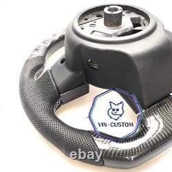 REAL CARBON FIBER Steering Wheel FOR NISSAN 350Z WHITE LINE With BLACK LEATHER