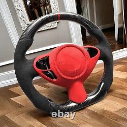 REAL CARBON FIBER Steering Wheel FOR NISSAN 370Z NISMO BLACK ALCANTAR RED ACCENT