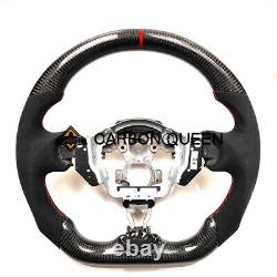 REAL CARBON FIBER Steering Wheel FOR NISSAN 370Z NISMO BLACK ALCANTAR RED ACCENT