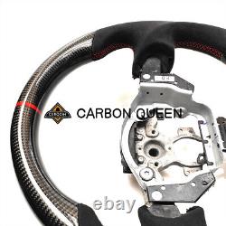 REAL CARBON FIBER Steering Wheel FOR NISSAN 370Z NISMO BLACK ALCANTAR RED ACCENT