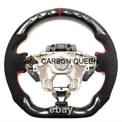 REAL CARBON FIBER Steering Wheel FOR NISSAN 370Z NISMO BLACK ALCANTAR RED ACCENT
