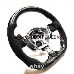 REAL CARBON FIBER Steering Wheel FOR NISSAN 370Z NISMO BLACK ALCANTAR RED ACCENT