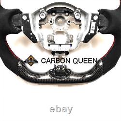 REAL CARBON FIBER Steering Wheel FOR NISSAN 370Z NISMO BLACK ALCANTAR RED ACCENT
