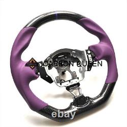 REAL CARBON FIBER Steering Wheel FOR NISSAN 370Z /NISMO PURPLE LEATHER/STRIPE