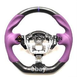 REAL CARBON FIBER Steering Wheel FOR NISSAN 370Z /NISMO PURPLE LEATHER/STRIPE
