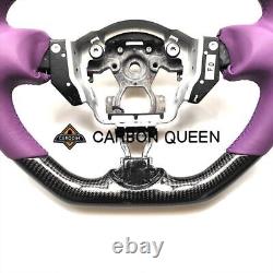 REAL CARBON FIBER Steering Wheel FOR NISSAN 370Z /NISMO PURPLE LEATHER/STRIPE