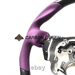 REAL CARBON FIBER Steering Wheel FOR NISSAN 370Z /NISMO PURPLE LEATHER/STRIPE