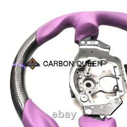 REAL CARBON FIBER Steering Wheel FOR NISSAN 370Z /NISMO PURPLE LEATHER/STRIPE
