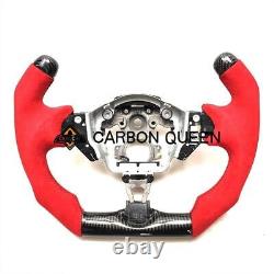 REAL CARBON FIBER Steering Wheel FOR NISSAN 370Z RED SUEDE F1 STYLE