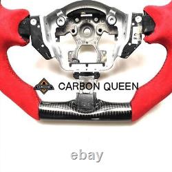 REAL CARBON FIBER Steering Wheel FOR NISSAN 370Z RED SUEDE F1 STYLE