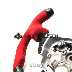 REAL CARBON FIBER Steering Wheel FOR NISSAN 370Z RED SUEDE F1 STYLE