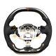 REAL CARBON FIBER Steering Wheel FOR NISSAN 370Z Z34 FLAT TOP With BLACK LEATHER
