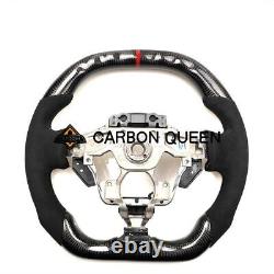 REAL CARBON FIBER Steering Wheel FOR NISSAN 370Z Z34 FLAT TOP With BLACK LEATHER